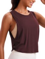 CRZ YOGA Pima Cotton Large Armhole Tank Tops for Women - Workout Sport Athletic Yoga Running Gym Loose Crop Sleeveless Shirts - Image 2