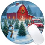 Christmas Merry Xmas Mouse Pad Santa Claus Round Mousepad with Non-Slip Rubber Base and Stitched Edge Mouse Mat for Wireless Computer Laptop Office Desk Accessories 8 x 8 Inches - Image 2
