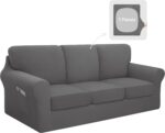 Easy-Going 7 Pieces Stretch Couch Cover Washable Sofa Cover Set for 3 Backrest and Seat Cushion Couch Anti-Slip Sofa Slipcover Furniture Protector with Elastic Bottom (Large, Light Grey) - Image 2