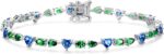 FANCIME 'Dawn' Tennis Bracelets Sterling Silver Colorful Oval Heart Teardrop Gemstones Birthstone Bracelets Fine Jewelry Birthday Gifts for Women 7.2" - Image 2