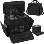 FREEAMG Extra Large Makeup Case with 4 Removable Pouches, Professional Make up Train Case, Travel Cosmetic Bag for Hairstylists Nail Tech Makeup Artist with Shoulder Strap and Handle (Black)（Bag only） - Image 2