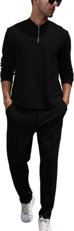 FZNHQL Fashion Men's Tracksuits 2 Piece Casual Athletic Jogging Outfits Short/Long Sleeve Track Suits for Men Set - Image 2