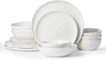 Famiware Porcelain kitchen plates and bowls set, Modern dishes set for 4, Handmade Wave Edge Dinnerware Sets, Microwave and Dishwasher Safe Tableware, Polar White (16pc) - Image 2