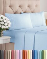 Full Size 4 Piece Sheet Set - Comfy Breathable & Cooling Bed Sheets Set - Hotel Luxury Bedding for Women, Men, Kids, Teens, Boys & Girls - Deep Pockets, Soft and Wrinkle Free - Oeko-Tex - Light Blue - Image 2