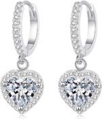 GIRIOIZ High-Carbon Diamond Hoop Earrings for Women Sterling Silver Cuff Earrings Drop Huggie Stud Halo Earrings with 18K - Image 2