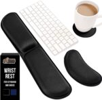GORILLA GRIP Silky Memory Foam Keyboard Wrist Rest for Computer and Mouse, Ergonomic Typing Support Pad, Desk Office Supplies, Gaming Accessories, Hand & Arm Mousepad Cushion and Coaster Set, Black - Image 2