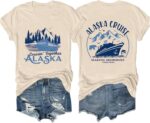 Graphic T-Shirts for Women Hiking Camping Trip Compass Printed Vintage Summer Casual Tees Holiday Workout Tops - Image 2