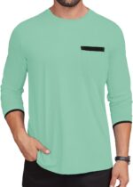Hardaddy Men's Color Block Pullover Crew Neck Long Sleeve Tee Shirts with Pocket - Image 2