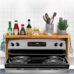 IIIOIIIA Bamboo Over The Stove Spice Shelf for Kitchen Storage, 31.5" Kitchen Spice Rack Organizer Stove Top Shelf with 6 Hooks, 11.4" Height Extra Storage Countertop, Easy to Assemble - Image 2
