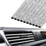 INSAUTO Bling Car Vent Outlet Trim,Bling Car Accessories for Women and Girls,10Pcs Rhinestone Car Air Conditioner Vent Decoration Strip(White) - Image 2