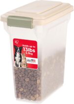 IRIS USA 13 Lbs / 15 Qt WeatherPro Airtight Pet Food Storage Container, for Dog Cat Bird and Other Pet Food Storage Bin, Pet Supplies, Keep Fresh, BPA Free, Clear/Almond - Image 2