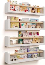 Includes Hardware, No Wood Inserts Needed Nursery Book Shelves, 4 Pack, Wall Book Shelves for Kids Room, Baby, Toddler, Nursery Decor - Image 2