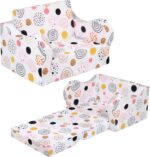 Kids Sofa, 2-in-1 Flip-Out Foam Couch, Foldable Soft Play Lounge Chair, White - Image 2