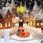 Kigeli Lighted Christmas Village Clock Tower Decoration, Battery Operated 6.3 Inch Holiday Village Accessories Statue with Reindeers Xmas Rein Collectible Clock with Warm Lights for Christmas Decor - Image 2
