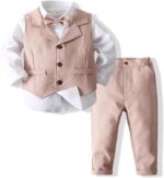 Kimocat Baby Boys Gentleman Bowtie Formal Outfit Suits Tuxedo Vest Wedding Party Suit - Image 2