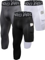 LANBAOSI 2 Pack 3/4 One Leg Compression Tights for Basketball Leg Sleeve Capri Athletic Base Layer Underwear for Gym Running - Image 2