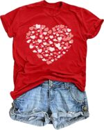 LAZYCHILD Valentines Shirts for Women: Cute Love Heart Shirt Valentine T Shirt Red Short Sleeve Casual Hearts Tops - Image 2