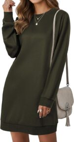 LYANER Women's Sweatshirt Dress Crewneck Long Sleeve Loose Fit Mini Sweat Shirt Dress with Pockets - Image 2
