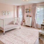 Lahome Pink Rugs for Bedroom Girls,Cute Nursery Rug Boho Area Rugs 5x7,Floral Living Room Rug Carpet Ultra-Thin Soft Washable, Kids Rugs for Playroom Baby Room Decor Dorm (Pink, 5'X7') - Image 2