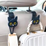 MaPctSy Car Seat Headrest Hooks - Cute Cartoon Cat Hook Vehicle Hanger for Purses, Bags, Coats, Umbrellas Holder (2pc Black) - Image 2