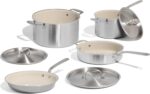 Made In Cookware - 7-Piece Ceramic Non Stick Pot and Pan Set (Stainless Handle) - 5-Ply Stainless Clad - Professional Cookware - Crafted in Italy - Induction Compatible - Image 2