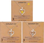 NEWITIN 3 Pieces Volleyball Softball Basketball Pendant Necklace for Women Silver Heart Sport Ball Jewelry Gift Dainty Simple Gifts for Women - Image 2