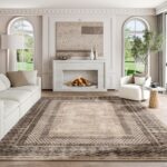 NICETOWN 8x10 Ultra-Thin Brown Oriental Rug for Bedroom, Tumble Washable Area Rugs 8x10, Boho Non-Slip Vintage Living Room Rugs, Oriental Carpet Entrance for Kitchen, Laundry, Bathroom, Bedroom - Image 2