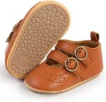 Neband Baby Girl Mary Jane Dress Shoes - Infant Newborn Flats Anti-Slip Soft PU Leather Party School Wedding Princess Baby Girl Shoes - Image 2