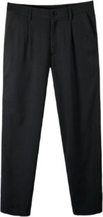 OYOANGLE Men's Pleated Dress Pants Zipper Fly Work Casual Slacks Business Casual Trousers - Image 2