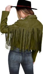 PRETTYGARDEN Women's Fringe Faux Suede Leather Jackets Fall Fashion 2026 Tassel Motorcycle Cropped Coats - Image 2