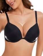 Padded Push Up Bra Add 1 Cup Uplift Plunge Tshirt Smooth Underwire Support Bras for Women - Image 2