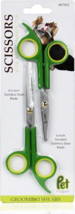 Pet Magasin Japanese Stainless Steel Grooming Scissors (2) for Facial Hair and Larger for Body Trimming with Round Tip - Image 2