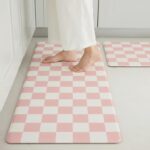 Pink Checkered Kitchen Mats for Floor Set of 2, 2 Pcs Cushioned Non Slip Runner Rugs for Kitchen/Sink/Laundry, Comfort Aesthetic Cute Anti-Fatigue Foam Floor Mat 17.3"x29.5"+17.3"x47.2" - Image 2
