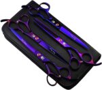 Purple Dragon Professional 7.0 inch 4PCS Pet Grooming Scissors Kit Japan Premium Steel Straight & Curved & Thinning Blade Dog Hair Cutting Shears Set with Case - Image 2