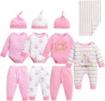 Renotemy Baby Girl Newborn Essentials Clothes 11-Piece Layette Set with Bodysuits, Pants, Hats, Blanket-Infant Gift Outfits - Image 2