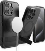 Ringke Alles [Compatible with Magsafe] Designed for iPhone 15 Pro Max Case, Protective Case with Stand Powerful Magnetic Cover Precise Cutouts for Camera Lenses - Black - Image 2