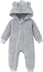 Saeaby Newborn Baby Girl Boy Clothes Fall Winter Infant Long Sleeve Fleece Jumpsuit Romper Hooded Baby Snowsuit Bear Outfit - Image 2