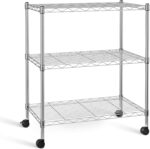 Simple Deluxe Heavy Duty 3-Shelf Shelving Unit with Wheels, Adjustable Steel Wire Shelving, Chrome Metal Shelf Organizer for Kitchen Organization and Storage, 750 lbs Capacity - Image 2