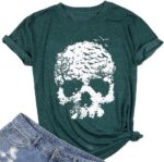 Skull Shirts for Women Funny Gothic Graphic T-Shirts Novelty Horror Tee Casual Athletic Tops - Image 2