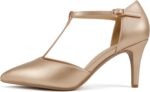 Soda Bahia ~ Women Pointed Toe Closed Back Counter Stiletto Mid Heel T-Strap Pump Shoe - Image 2