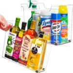 Sorbus Roll Out Bottle Organization Bins - 2 Sizes Pantry Under Sink Organizer with Wheels & Handles - Clear Plastic Organizing Containers for Cleaning Supplies - Kitchen Cabinet Laundry Room Storage - Image 2