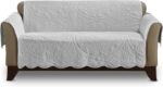 SureFit Heirloom Quilted Cotton Furniture Cover with Scallop Edge, Loveseat Cover, Pet Friendly, Machine Washable, Gray, - Image 2