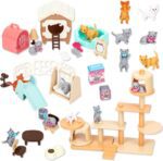 TQQFUN 43-Piece Cat Figurine Playset - Realistic Pet Care Center Role Play Toys for Kids, Toddlers, Boys and Girls - Image 2