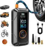 Tire Inflator Portable Air Compressor, Cordless & 12V DC Air Inflator for Car Bikes MotorcycleTires Balls with Auto Shut-Off, Digital Pressure Gauge, Compact Emergency Pump - Image 2