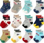 Toddler Socks Non Slip Grip Cute Cotton Baby Socks 12 Pack for Toddler Boys Girls Kids - Image 2