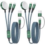 Travel Essentials, Multi Charging Cable for Apple Watch Charger, USBC Cable for iWatch/iPhone 17 Charger, Airplane Gadgets Gift Ideas USB C Cord Compatible with iWatch 11/iPhone 17/Galaxy/Car-5F 2PCS - Image 2
