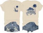 Tuislay Oversized Beach Shirts for Women Palm Trees Beach Graphic Tshirts Summer Hawaiian Vacation T Shirts Baggy Tops - Image 2