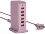 USB C Charging Station - USB Charging Hub,6 Port USB Charger Tower for iPhone 15/14/13/12, iPad, Samsung Galaxy, Google Pixel,HTC, and Multiple Devices (pink-50W) - Image 2