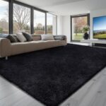 VEVOR Indoor Plush Area Rug, 8x10 ft Plush Carpet, Living Room Area Rug Fluffy with Triple-Layer Material, Soft Thick Pile Large Areas Rugs Shag for Bedroom, Lounge Area, Non-Shedding, Black - Image 2