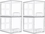 Vtopmart 4 Pack Stackable Storage Drawers, 6.6''Tall Acrylic Bathroom Makeup Organizers,Clear Plastic Drawers For Vanity, Undersink, Kitchen Cabinet,Pantry Organization and Storage - Image 2